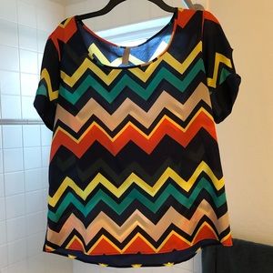 Chevron Blouse with Peephole Sleeve